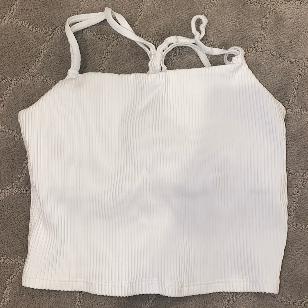 White Ribbed Workout Tank